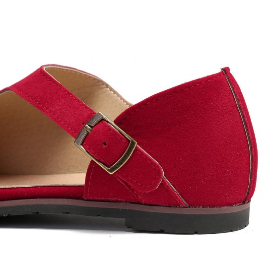 Women Comfy Suede Buckle Pure Color Flats Women Comfy Suede Buckle Pure Color Flats