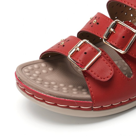 LOSTISY Women Opened Toe Buckle Beach Wedges Casual Slide Sandals LOSTISY Women Opened Toe Buckle Beach Wedges Casual Slide Sandals
