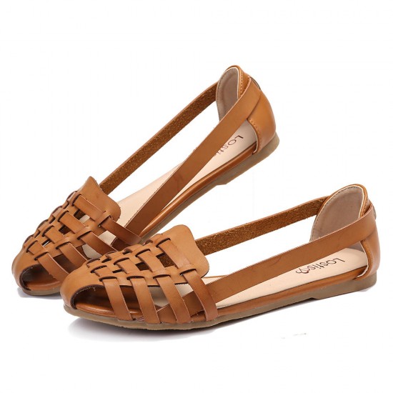 Women Hollow Out Pattern Closed Toe Slip On Sandals Women Hollow Out Pattern Closed Toe Slip On Sandals