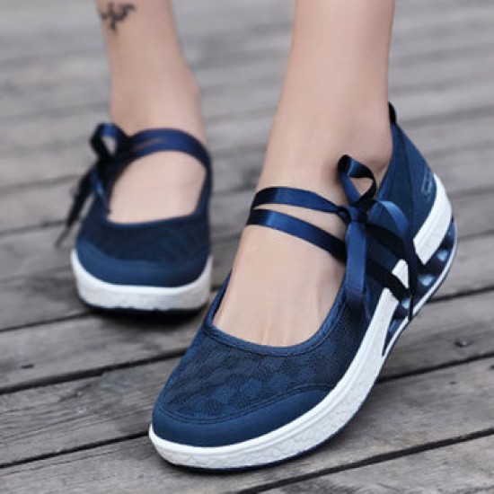 Women Mesh Splicing Sport Casual Lace Up Platform Sneakers Women Mesh Splicing Sport Casual Lace Up Platform Sneakers