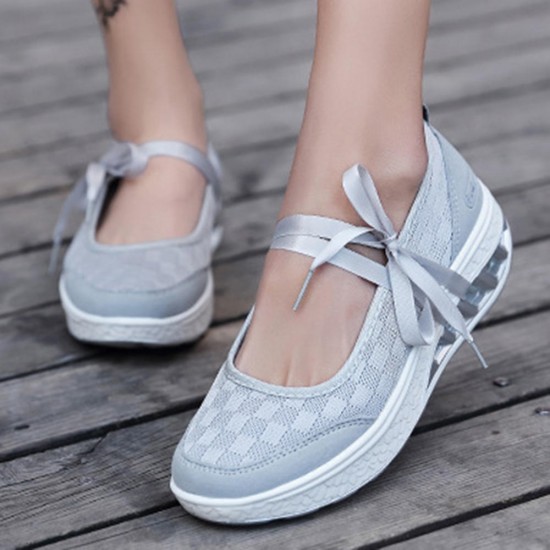 Women Mesh Splicing Sport Casual Lace Up Platform Sneakers Women Mesh Splicing Sport Casual Lace Up Platform Sneakers