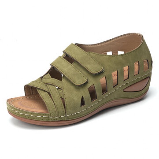 Lostisy Large Size Women Cross Belt Breathable Pure Color Sandals Lostisy Large Size Women Cross Belt Breathable Pure Color Sandals