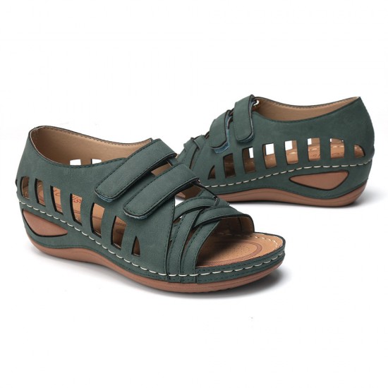 Lostisy Large Size Women Cross Belt Breathable Pure Color Sandals Lostisy Large Size Women Cross Belt Breathable Pure Color Sandals