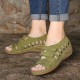 Lostisy Large Size Women Cross Belt Breathable Pure Color Sandals Lostisy Large Size Women Cross Belt Breathable Pure Color Sandals
