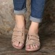 Lostisy Large Size Women Cross Belt Breathable Pure Color Sandals Lostisy Large Size Women Cross Belt Breathable Pure Color Sandals