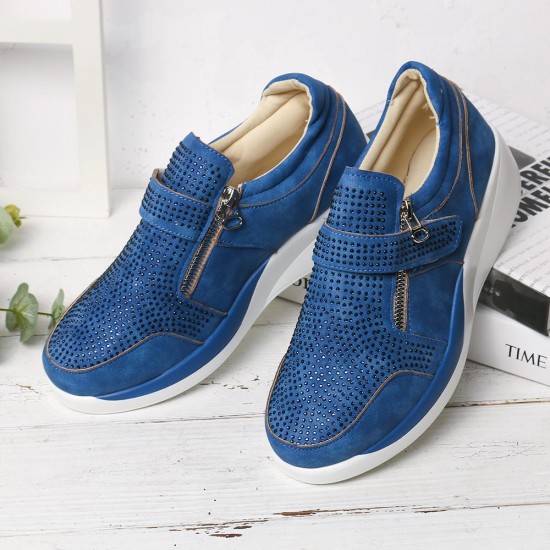 Women Mesh Hook Loop Zipper Wedges Casual Sneakers Women Mesh Hook Loop Zipper Wedges Casual Sneakers