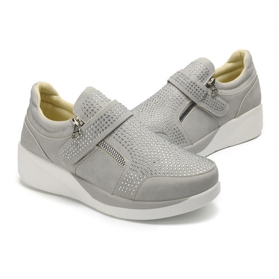 Women Mesh Hook Loop Zipper Wedges Casual Sneakers Women Mesh Hook Loop Zipper Wedges Casual Sneakers