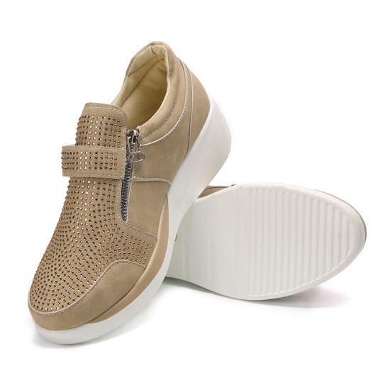 Women Mesh Hook Loop Zipper Wedges Casual Sneakers Women Mesh Hook Loop Zipper Wedges Casual Sneakers