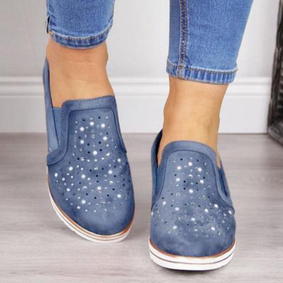 Large Size Women Casual Pointed Toe Hollow Slip On Wedges Loafers Large Size Women Casual Pointed Toe Hollow Slip On Wedges Loafers