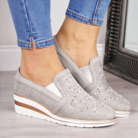 Large Size Women Casual Pointed Toe Hollow Slip On Wedges Loafers Large Size Women Casual Pointed Toe Hollow Slip On Wedges Loafers