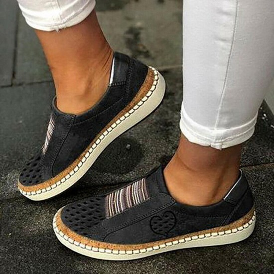 Women Casual Hollow Out Breathable Slip On Flats Women Casual Hollow Out Breathable Slip On Flats