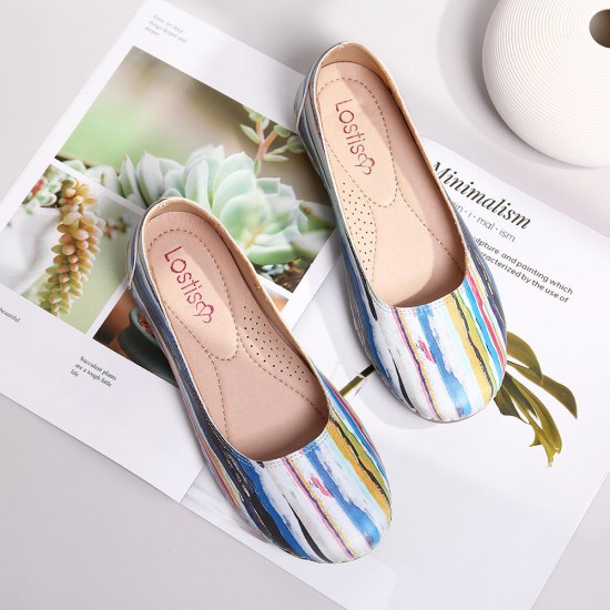 Multicolor Casual Leather Soft Sole Walking Flats Multicolor Casual Leather Soft Sole Walking Flats