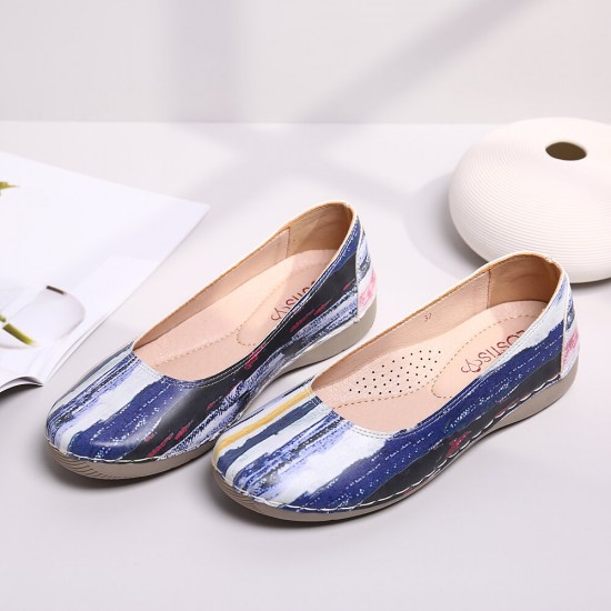 Multicolor Casual Leather Soft Sole Walking Flats Multicolor Casual Leather Soft Sole Walking Flats