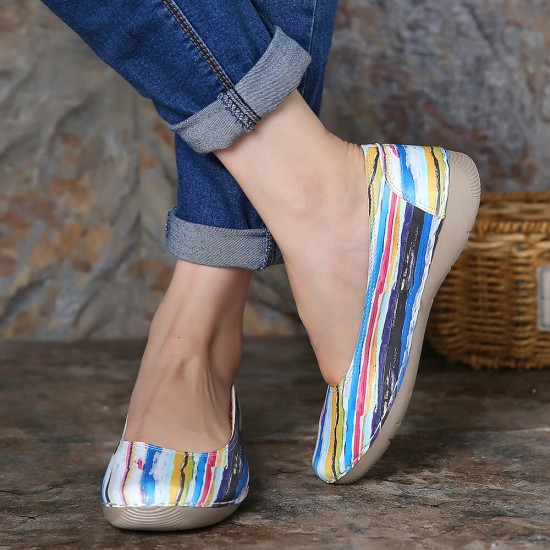 Multicolor Casual Leather Soft Sole Walking Flats Multicolor Casual Leather Soft Sole Walking Flats