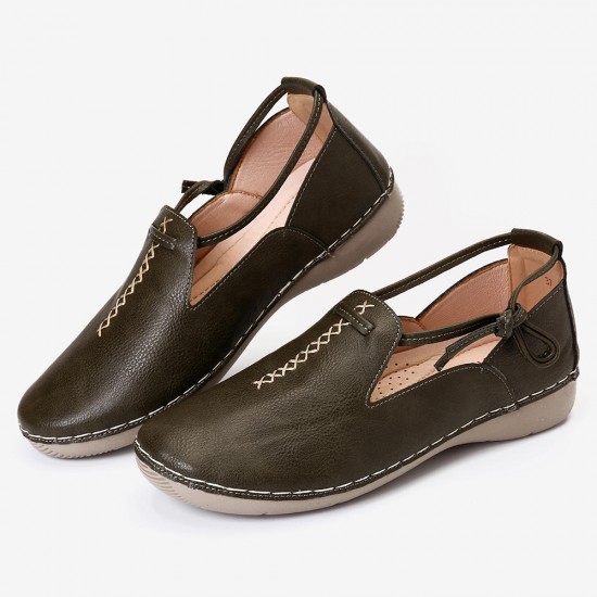 Pure Color Casual Comfy Walking Leather Loafers Pure Color Casual Comfy Walking Leather Loafers