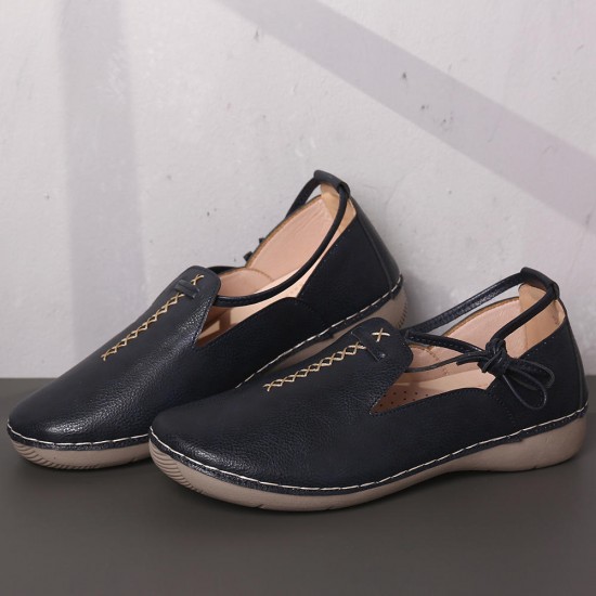 Pure Color Casual Comfy Walking Leather Loafers Pure Color Casual Comfy Walking Leather Loafers
