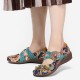 SOCOFY Retro Splicing Flowers Pattern Flat Hook Loop Leather Shoes SOCOFY Retro Splicing Flowers Pattern Flat Hook Loop Leather Shoes
