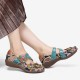 SOCOFY Retro Splicing Flowers Pattern Flat Hook Loop Leather Shoes SOCOFY Retro Splicing Flowers Pattern Flat Hook Loop Leather Shoes