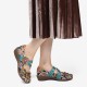 SOCOFY Retro Splicing Flowers Pattern Flat Hook Loop Leather Shoes SOCOFY Retro Splicing Flowers Pattern Flat Hook Loop Leather Shoes