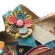 SOCOFY Retro Splicing Flowers Pattern Flat Hook Loop Leather Shoes SOCOFY Retro Splicing Flowers Pattern Flat Hook Loop Leather Shoes