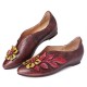 SOCOFY Retro Rainforest Splicing Floral Leaves Elegant Leather Comfy Flat Shoes SOCOFY Retro Rainforest Splicing Floral Leaves Elegant Leather Comfy Flat Shoes