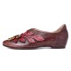 SOCOFY Retro Rainforest Splicing Floral Leaves Elegant Leather Comfy Flat Shoes SOCOFY Retro Rainforest Splicing Floral Leaves Elegant Leather Comfy Flat Shoes