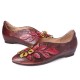 SOCOFY Retro Rainforest Splicing Floral Leaves Elegant Leather Comfy Flat Shoes SOCOFY Retro Rainforest Splicing Floral Leaves Elegant Leather Comfy Flat Shoes