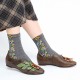 SOCOFY Retro Rainforest Splicing Floral Leaves Elegant Leather Comfy Flat Shoes SOCOFY Retro Rainforest Splicing Floral Leaves Elegant Leather Comfy Flat Shoes