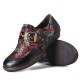 SOCOFY Retro Flowers Embroidery Leather Embossed Plum Blossom Buckle Slip On Flat Shoes SOCOFY Retro Flowers Embroidery Leather Embossed Plum Blossom Buckle Slip On Flat Shoes