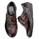 SOCOFY Retro Flowers Embroidery Leather Embossed Plum Blossom Buckle Slip On Flat Shoes SOCOFY Retro Flowers Embroidery Leather Embossed Plum Blossom Buckle Slip On Flat Shoes