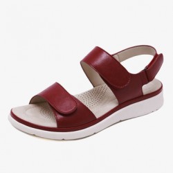 Women Soft Sole Hook Loop Solid Color Comfy Summer Beach Flat Sandals