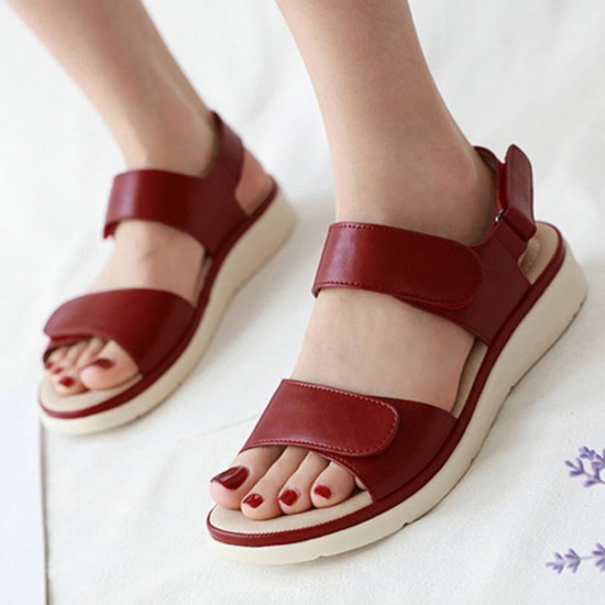 Women Soft Sole Hook Loop Solid Color Comfy Summer Beach Flat Sandals Women Soft Sole Hook Loop Solid Color Comfy Summer Beach Flat Sandals