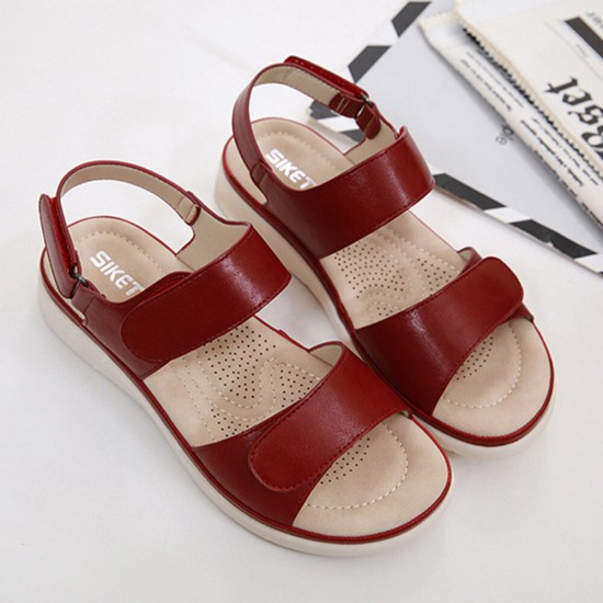 Women Soft Sole Hook Loop Solid Color Comfy Summer Beach Flat Sandals Women Soft Sole Hook Loop Solid Color Comfy Summer Beach Flat Sandals
