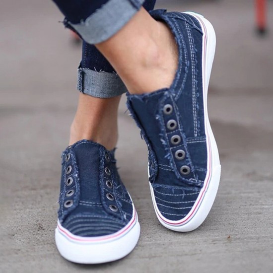 Women Buttonhole Decor Comfy Wearable Sports Casual Canvas Flats Women Buttonhole Decor Comfy Wearable Sports Casual Canvas Flats