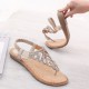 Women Exquisite Leaf Rhinestone Beach Clip Toe Soft Flat Sandals Women Exquisite Leaf Rhinestone Beach Clip Toe Soft Flat Sandals