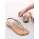 Women Exquisite Leaf Rhinestone Beach Clip Toe Soft Flat Sandals Women Exquisite Leaf Rhinestone Beach Clip Toe Soft Flat Sandals