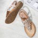 Women Exquisite Leaf Rhinestone Beach Clip Toe Soft Flat Sandals Women Exquisite Leaf Rhinestone Beach Clip Toe Soft Flat Sandals