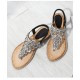 Women Exquisite Leaf Rhinestone Beach Clip Toe Soft Flat Sandals Women Exquisite Leaf Rhinestone Beach Clip Toe Soft Flat Sandals