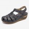 LOSTISY Women Cutout Hook Loop Breathable Comfy Casual Wedge Sandals