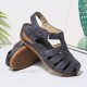 LOSTISY Women Cutout Hook Loop Breathable Comfy Casual Wedge Sandals LOSTISY Women Cutout Hook Loop Breathable Comfy Casual Wedge Sandals