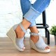 Women Espadrilles Peep Toe Buckle Comfy Casual Wedges Sandals Women Espadrilles Peep Toe Buckle Comfy Casual Wedges Sandals