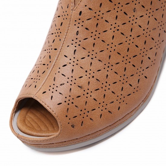 Women Breathable Hollow-out Peep Toe Wedges Sandals Women Breathable Hollow-out Peep Toe Wedges Sandals