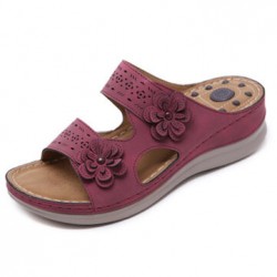 Women Flower Decoration Open Toe Message Soft Sole Comfy Casual Wedge Sandals