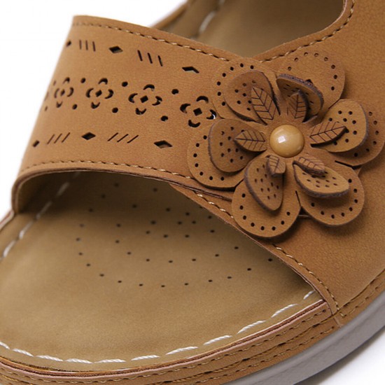 Women Flower Decoration Open Toe Message Soft Sole Comfy Casual Wedge Sandals Women Flower Decoration Open Toe Message Soft Sole Comfy Casual Wedge Sandals