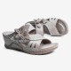 LOSTISY Women Flower Decoration Slip On Hollow Out Soft Casual Wedge Sandals LOSTISY Women Flower Decoration Slip On Hollow Out Soft Casual Wedge Sandals