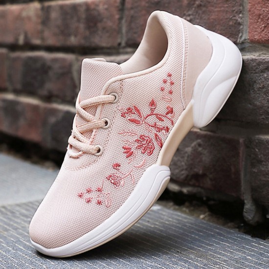 Women Casual Embroidery Flowers Knitted Lightweight Breathable Sneakers Women Casual Embroidery Flowers Knitted Lightweight Breathable Sneakers