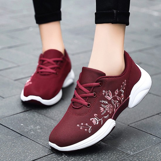 Women Casual Embroidery Flowers Knitted Lightweight Breathable Sneakers Women Casual Embroidery Flowers Knitted Lightweight Breathable Sneakers