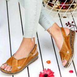 Women Hook Loop Open Toe Slingback Casual Summer Wedge Sandals