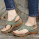 LOSTISY Women Embroidery Clip Toe Elastic Band Comfy Casual Summer Wedge Sandals LOSTISY Women Embroidery Clip Toe Elastic Band Comfy Casual Summer Wedge Sandals