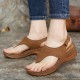LOSTISY Women Embroidery Clip Toe Elastic Band Comfy Casual Summer Wedge Sandals LOSTISY Women Embroidery Clip Toe Elastic Band Comfy Casual Summer Wedge Sandals